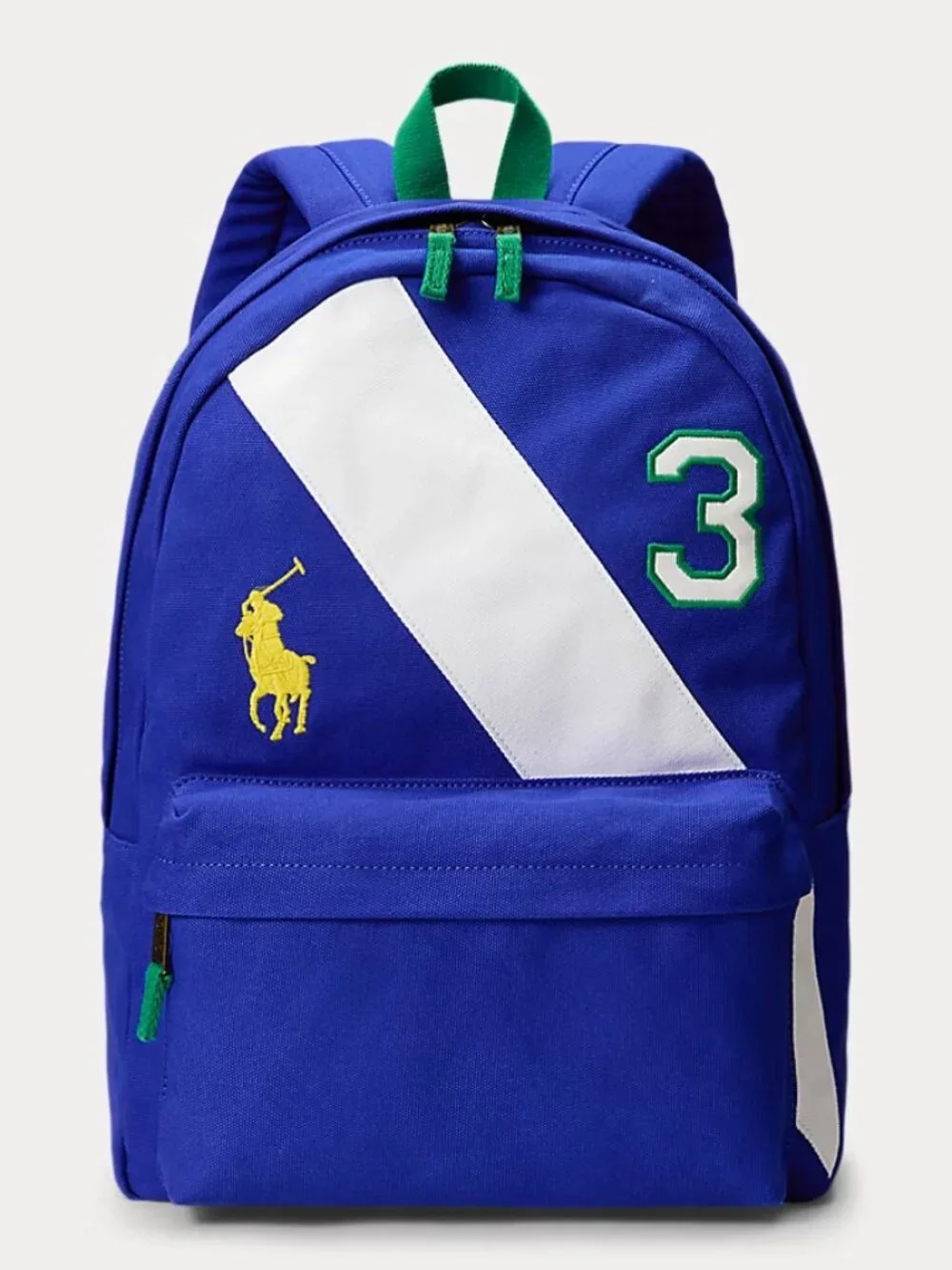 Ralph Lauren Big Pony Striped Canvas Backpack New Sapphire Blue NWT